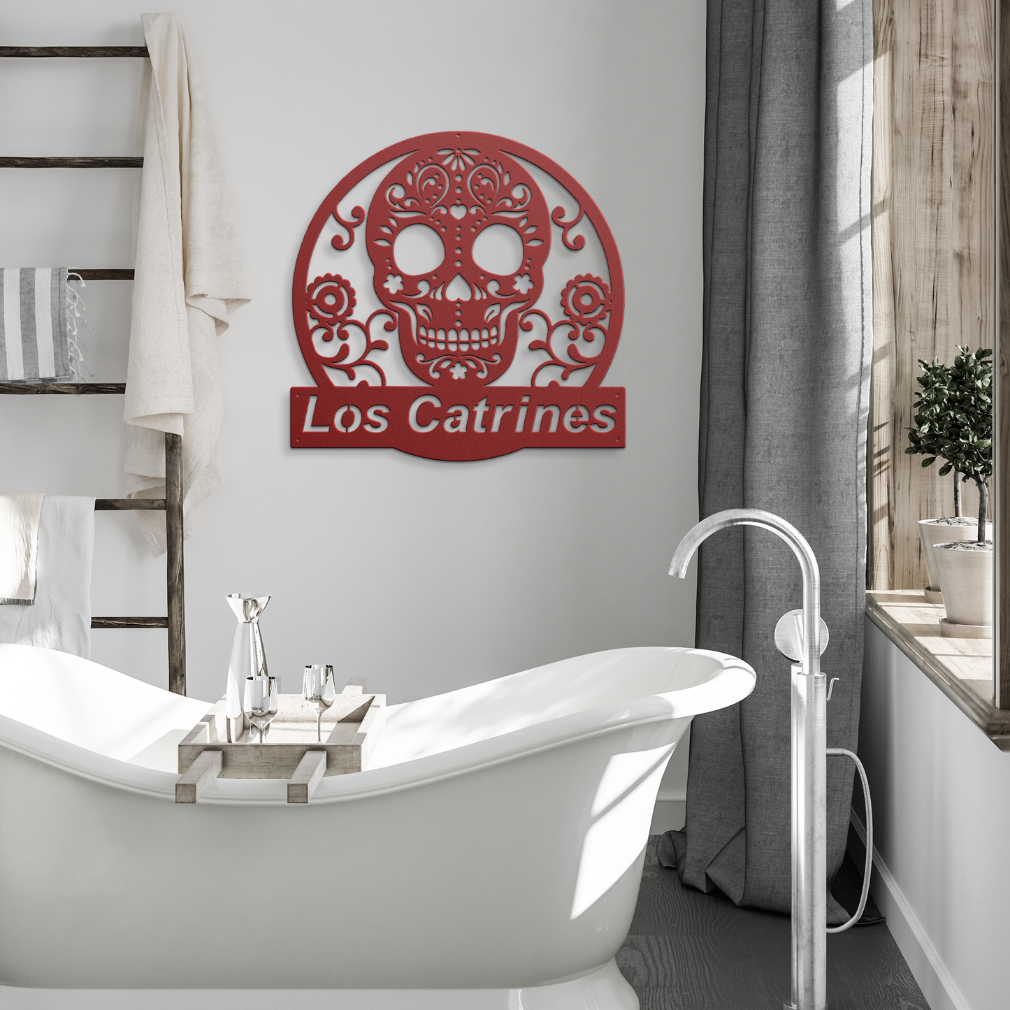 Personalized_Day_of_the_Dead_Skull_Red_Modern_Bathroom_Mockup.png